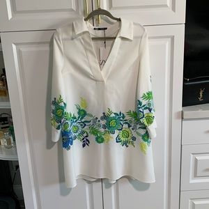 Zara mini white floral dress M NWT.